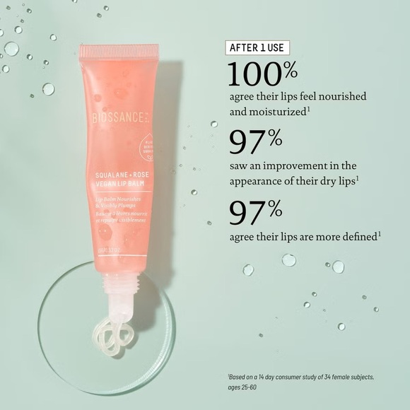 Biossance Squalane + Rose Vegan Lip Balm .17oz - Picture 3 of 3